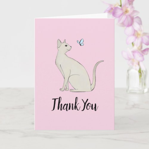 Elegant cat with butterfly card