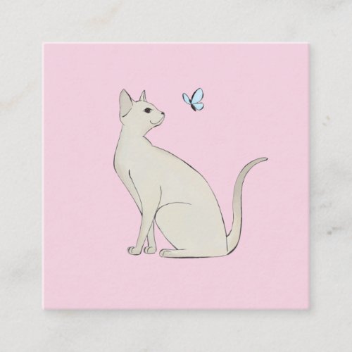 Elegant cat with butterfly enclosure card