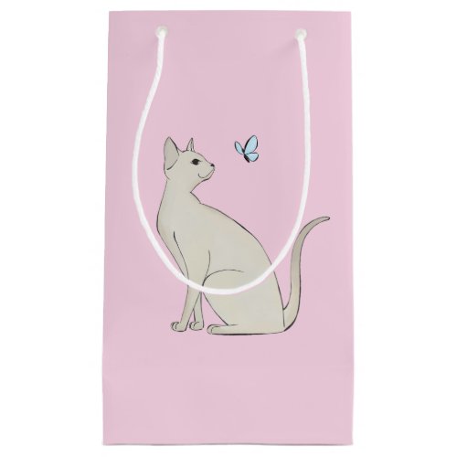 Elegant cat with butterfly gift bag