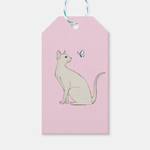 Elegant cat with butterfly gift tags