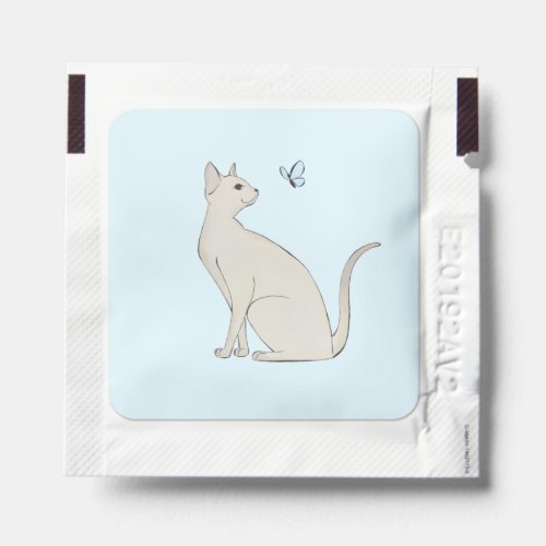 Elegant cat with butterfly hand sanitizer packet