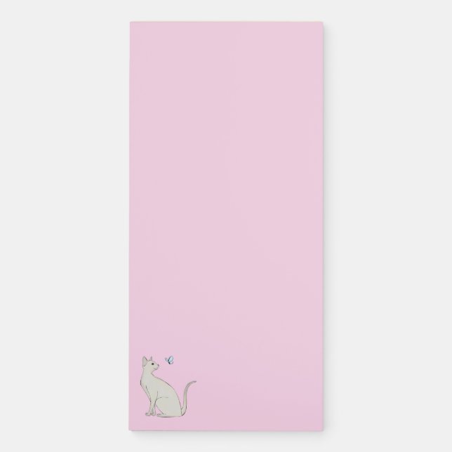 Elegant cat with butterfly magnetic notepad (Front)