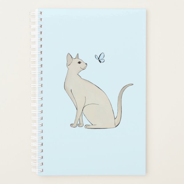 Elegant cat with butterfly planner (Front)