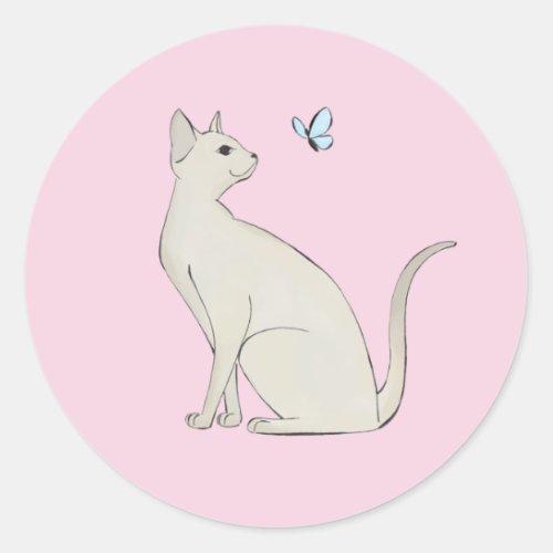 Elegant cat with butterfly Sticker