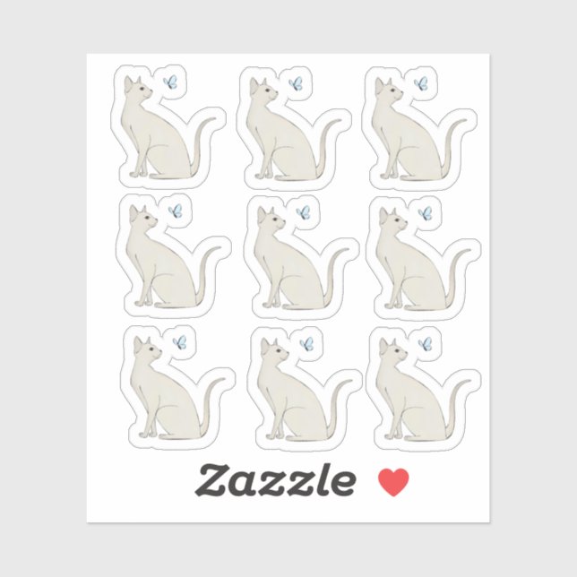 Elegant cat with butterfly sticker (Sheet)