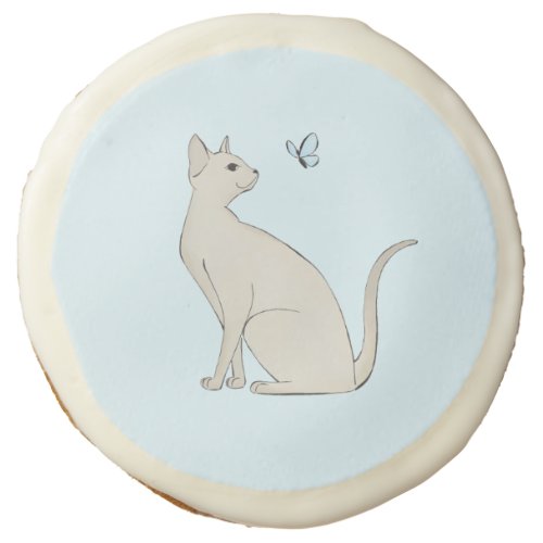 Elegant cat with butterfly sugar cookie