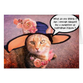 ELEGANT CAT WITH DIVA HAT,PINK ROSES (Front Horizontal)