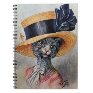 Elegant Cat with Hat Spiral Notebook 
