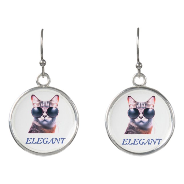 elegant cat with sunglasses Earrings (Front)