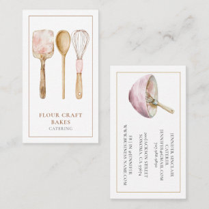 Elegant Caterer Whisk Spoon Spatula Utensils Business Card