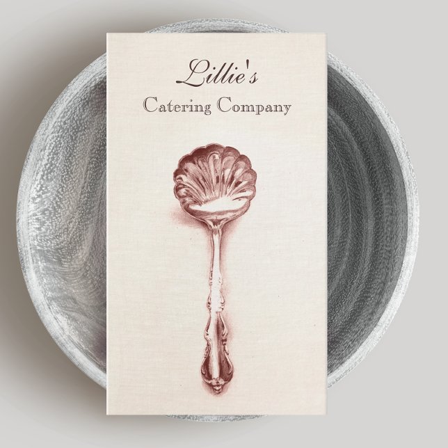 Elegant Catering Personal Chef Vintage Spoon Business Card (Creator Uploaded)
