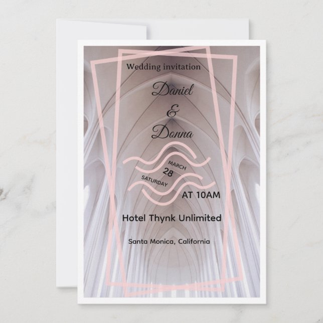 Elegant Cathedral Wedding Invitation | Blush Minim (Front)