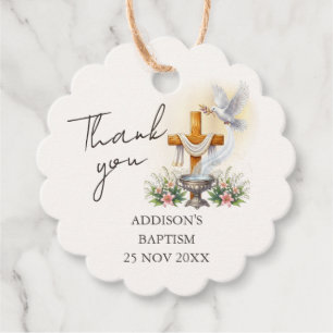 Elegant Catholic Baptism Thank You Favor Tags