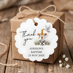 Elegant Catholic Baptism Thank You Favor  Tags