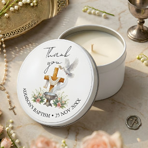 Elegant Catholic Baptism Thank You Mini Candle Favors