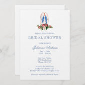 Elegant Catholic Bridal Shower Blue Invitation (Front/Back)