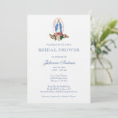 Elegant Catholic Bridal Shower Blue Invitation (Standing Front)