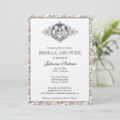Elegant Catholic Bridal Shower Holy Family Roses Invitation (Standing Front)