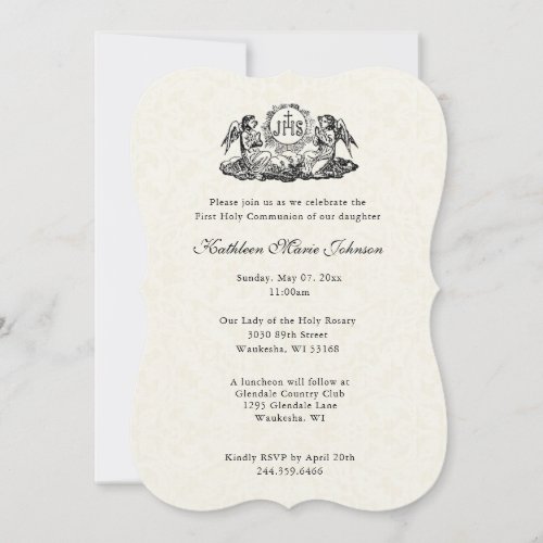 Elegant Catholic First Holy Communion Invitation