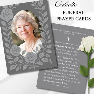 Elegant Catholic Funeral Memorial Roses Prayer
