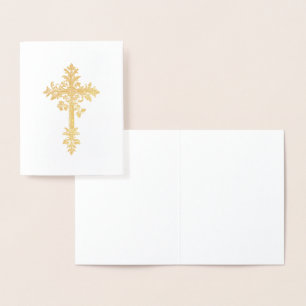 Elegant Catholic Gold Christian Cross Religious Foil Card