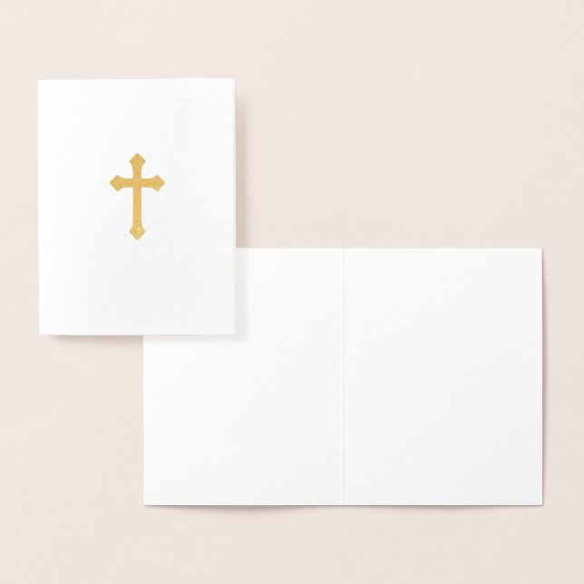 Elegant Catholic Gold Christian Cross Religious  Foil Card (Display)
