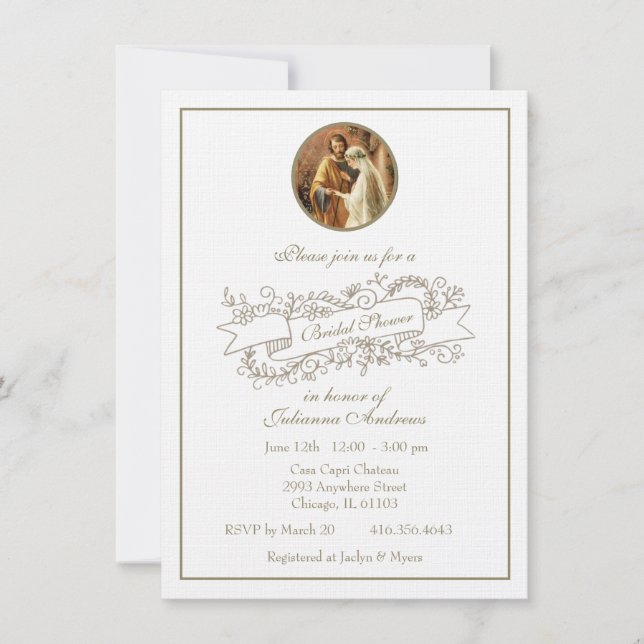 Elegant Catholic Gold Simple Classic  Invitation (Front)