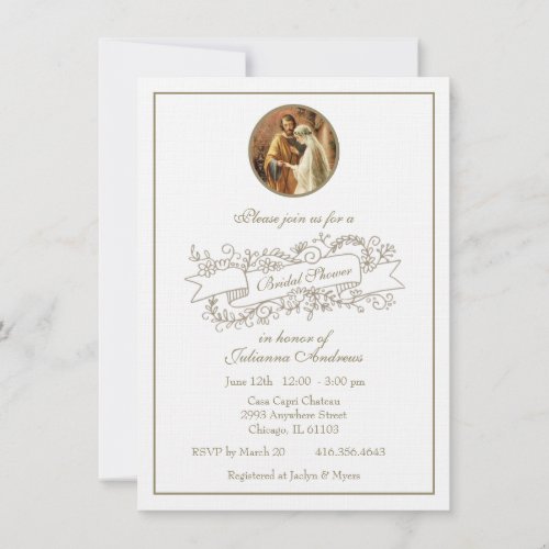 Elegant Catholic Gold Simple Classic  Invitation