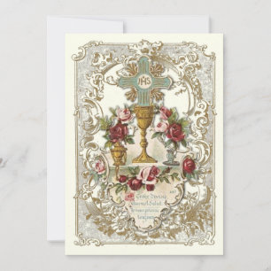 Elegant Catholic Holy Communion Jesus Invitation