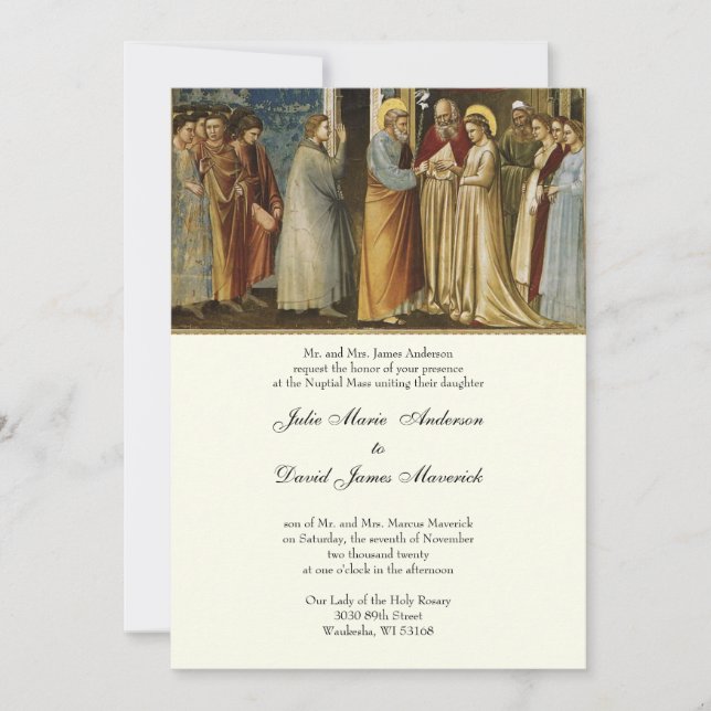 Elegant Catholic Ivory Wedding Reception Combo Inv Invitation (Front)