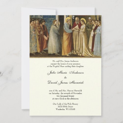 Elegant Catholic Ivory Wedding Reception Combo Inv Invitation