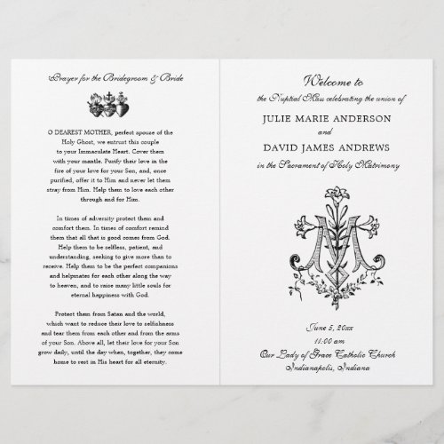 Elegant Catholic Latin Mass Wedding Marian Program