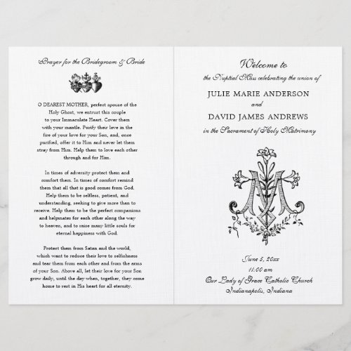 Elegant Catholic Latin Mass Wedding Marian Program