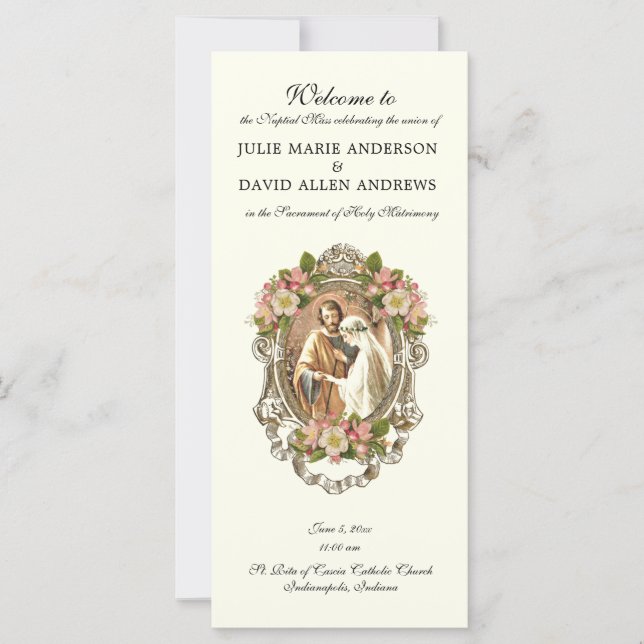 Elegant Catholic Latin Mass Wedding Program (Front)