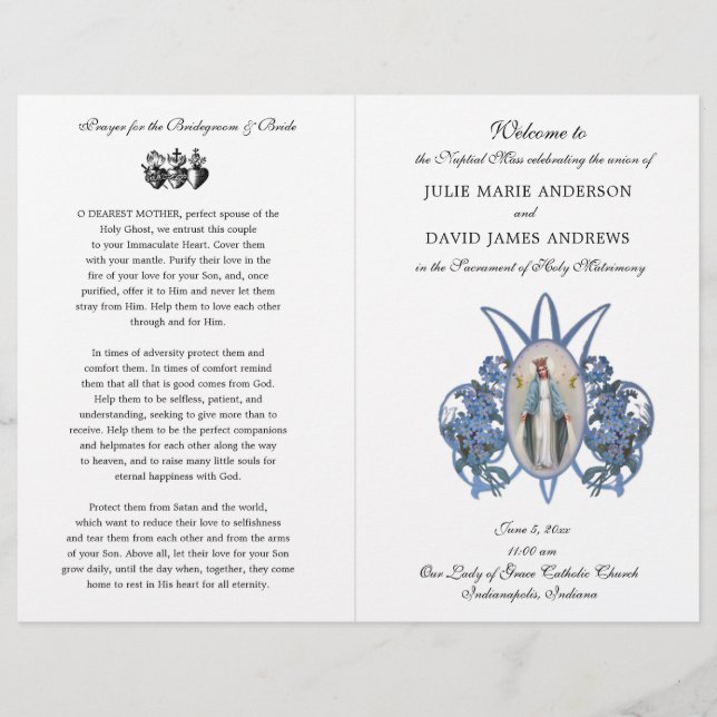 Elegant Catholic Latin Mass Wedding Program (Front)