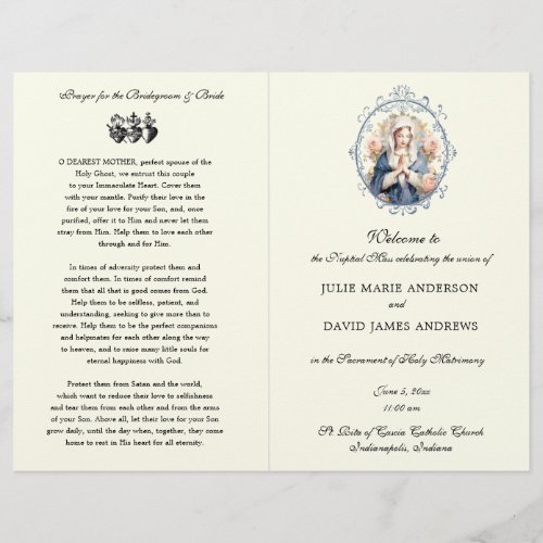 Elegant Catholic Latin Mass Wedding Program