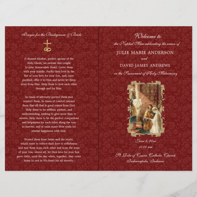 Elegant Catholic Latin Mass Wedding Program (Front)