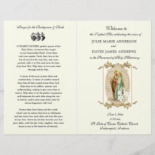 Elegant Catholic Latin Mass Wedding Program