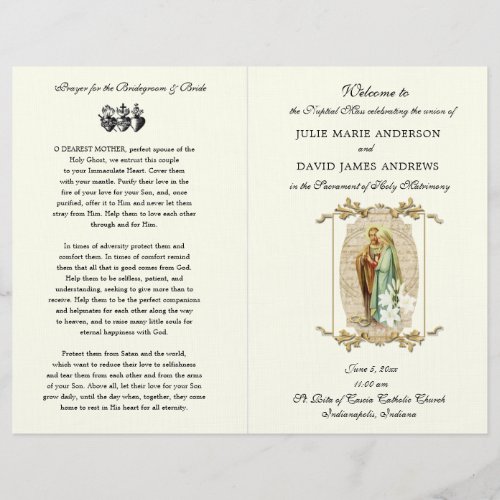 Elegant Catholic Latin Mass Wedding Program