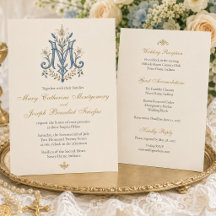 Elegant Catholic Marian Monogram Floral