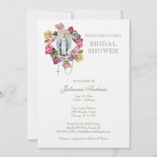 Elegant Catholic Mary  Bridal Shower Eucalyptus  I Invitation