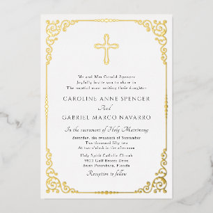 Elegant Catholic Mass Wedding Foil Invitation