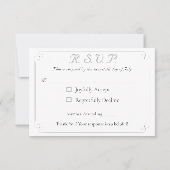 Elegant Catholic Monogrammed Wedding Response Card (Front)