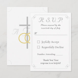 Elegant Catholic Monogrammed Wedding Response Card