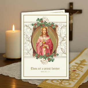 Elegant Catholic Priest Anniversary Ordination  Card