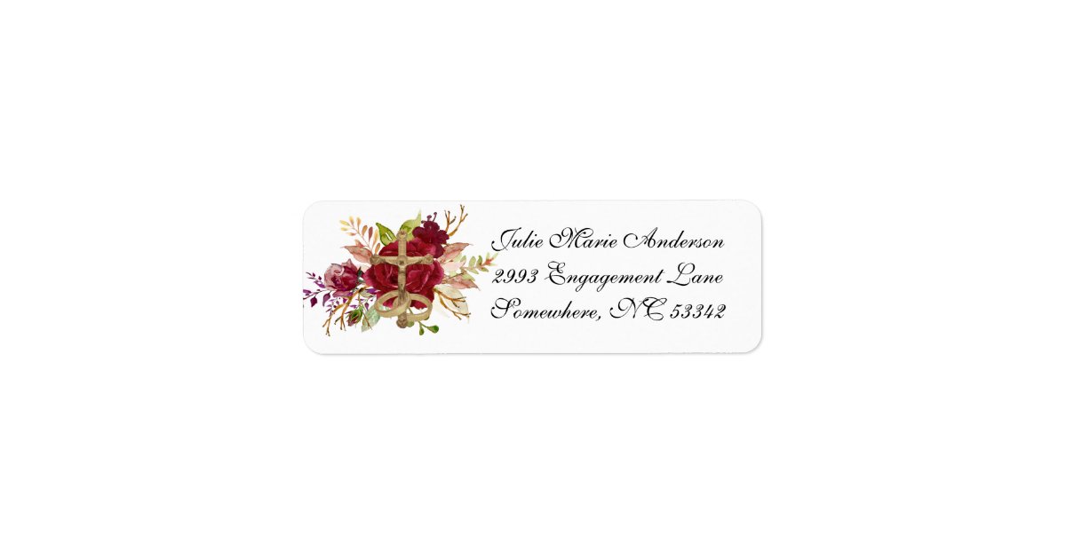 Elegant Catholic Red Roses Wedding Label | Zazzle