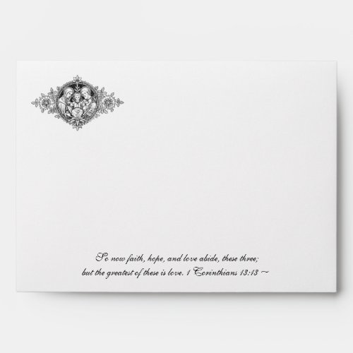 Elegant Catholic Scripture Wedding Black and White Envelope