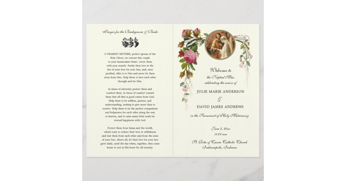 Elegant Catholic Traditional Mass Wedding Program | Zazzle