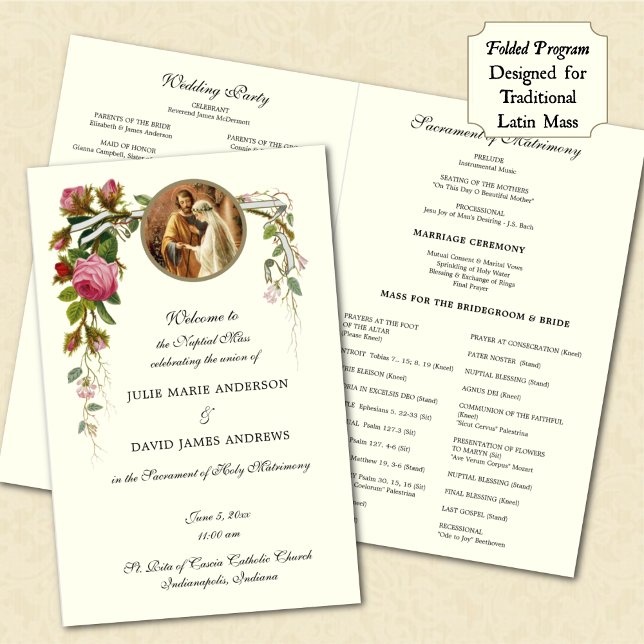 Elegant Catholic Traditional Mass Wedding Program (Creator Uploaded)