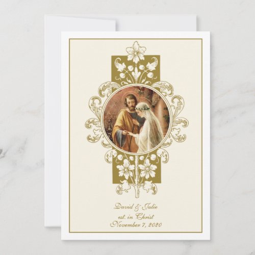 Elegant Catholic Vintage  Wedding Invitation
